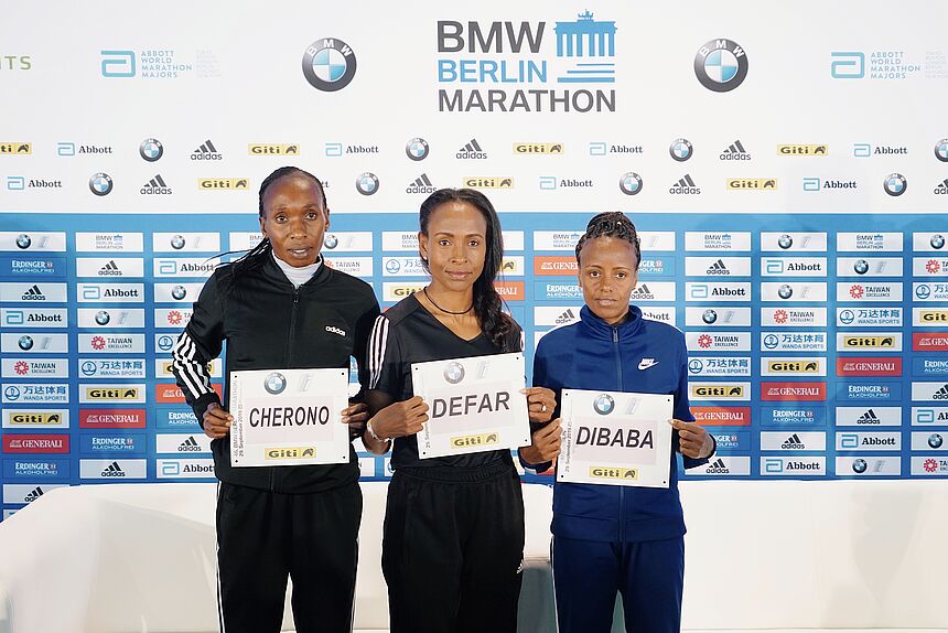 Drei internationale Elite-Läuferinnen beim BMW BERLIN-MARATHON 2019